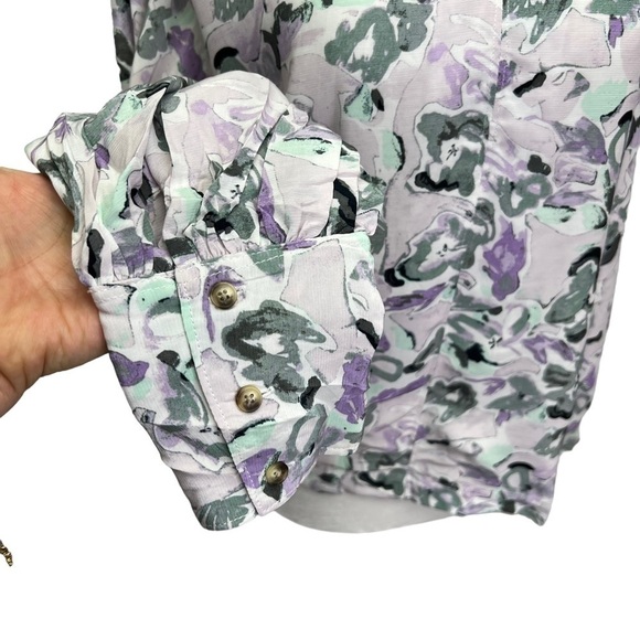 NWT Club Monaco Mauve Floral V-Neck Blouse Size XS - Picture 10 of 14